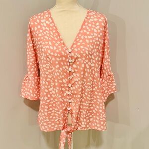 Blush Pink and White Blouse